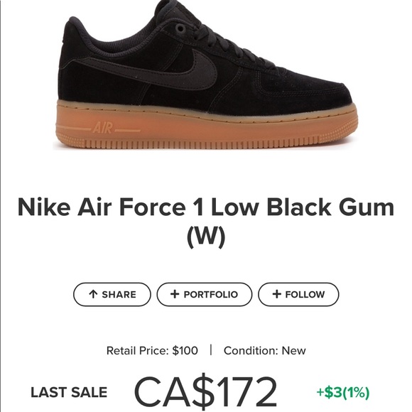 Nike Air Force One Black Gum Sole. - Picture 4 of 4